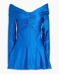 Paco Rabanne Off-the-shoulder ruched stretch-jersey top - Blue Blue