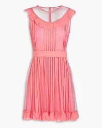 RED Valentino Crepe de chine-trimmed point d'esprit mini dress - Pink Pink