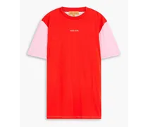 Two-tone cotton-jersey T-shirt - Red