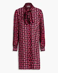 Diane von Furstenberg Prue pussy-bow printed crepe dress - Pink Pink