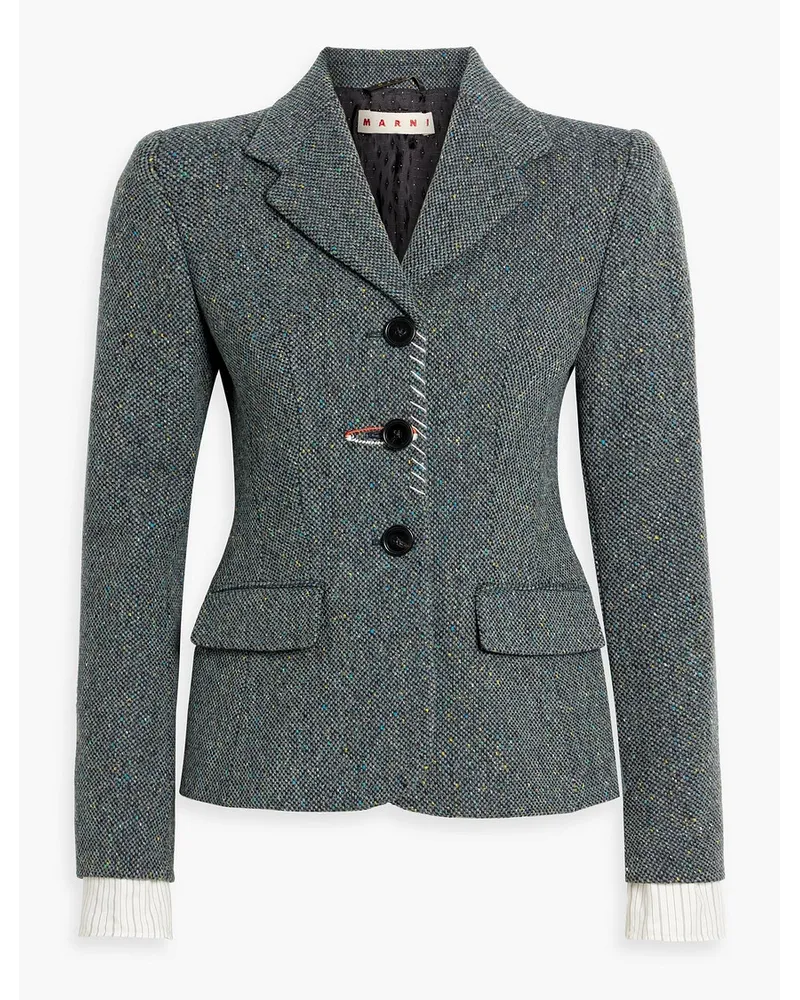 Embellished Donegal wool-tweed blazer - Gray