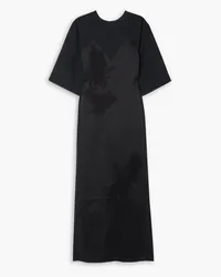 Victoria Beckham Lace-trimmed satin and crepe midi dress - Black Black