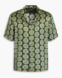 Frescobol Carioca Roberto printed silk-satin shirt - Green Green