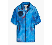 Printed silk-habotai shirt - Blue