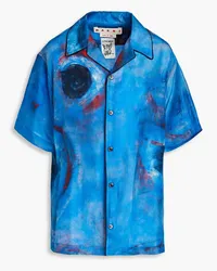 Marni Printed silk-habotai shirt - Blue Blue