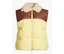 Leather-paneled quilted shell vest - Yellow