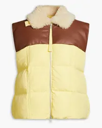 Jil Sander Leather-paneled quilted shell vest - Yellow Yellow