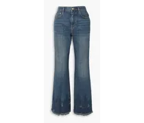 Frayed high-rise flared jeans - Blue
