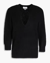 Ganni Ribbed-knit sweater - Black Black