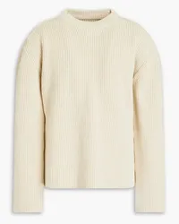 Jil Sander Wrap-effect ribbed cotton sweater - White White