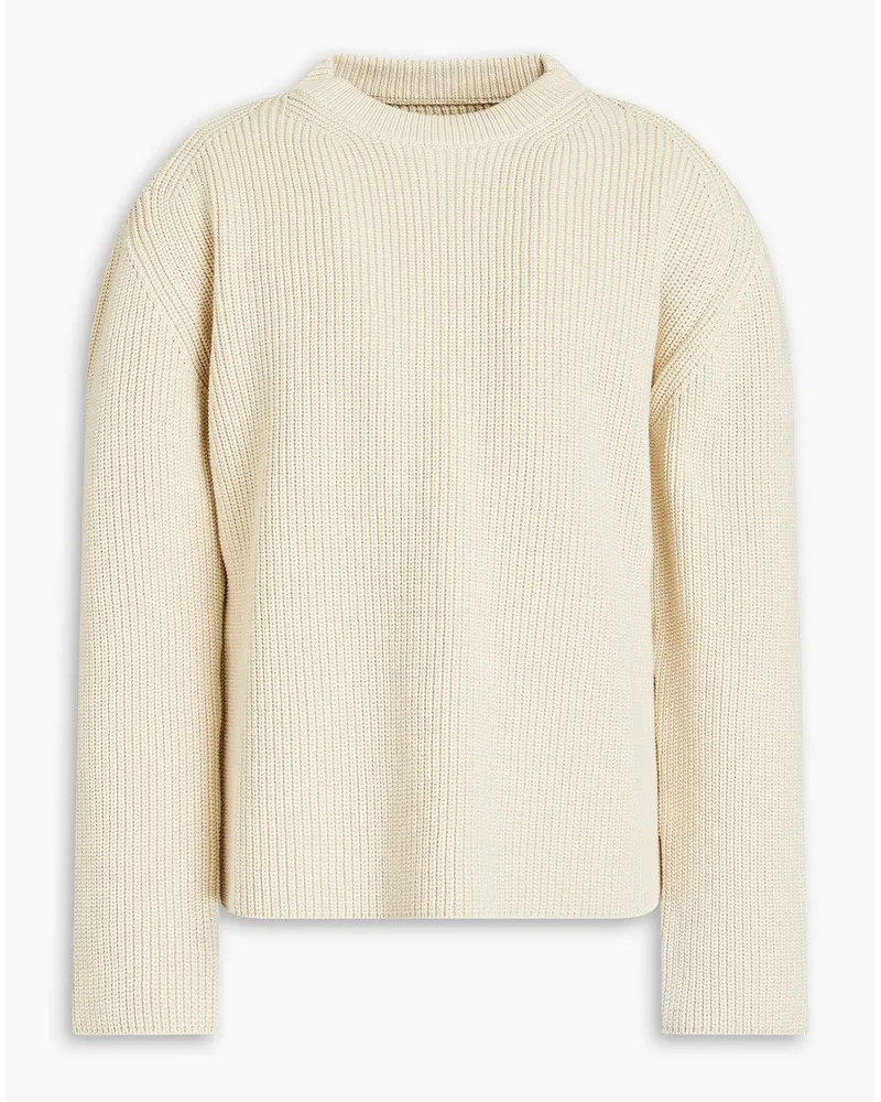 Jil Sander Wrap-effect ribbed cotton sweater - White White