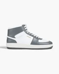 Sandro Perforated two-tone leather high-top sneakers - Gray Gray