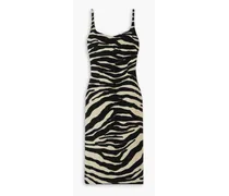 Zebra-print chenille midi dress - Black