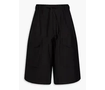 Zip-detailed cotton-blend cargo shorts - Black