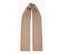 Ribbed cotton, wool and cashmere-blend scarf - Neutral