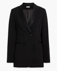 Iris & Ink Jasmin double-breasted satin-trimmed crepe blazer - Black Black