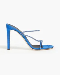 Giuseppe Zanotti Crystal-embellished suede mules - Blue Blue