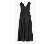 Margarettea crinkled cotton-gauze midi dress - Black