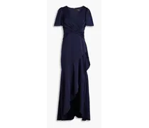 Ruffled pleated satin gown - Blue