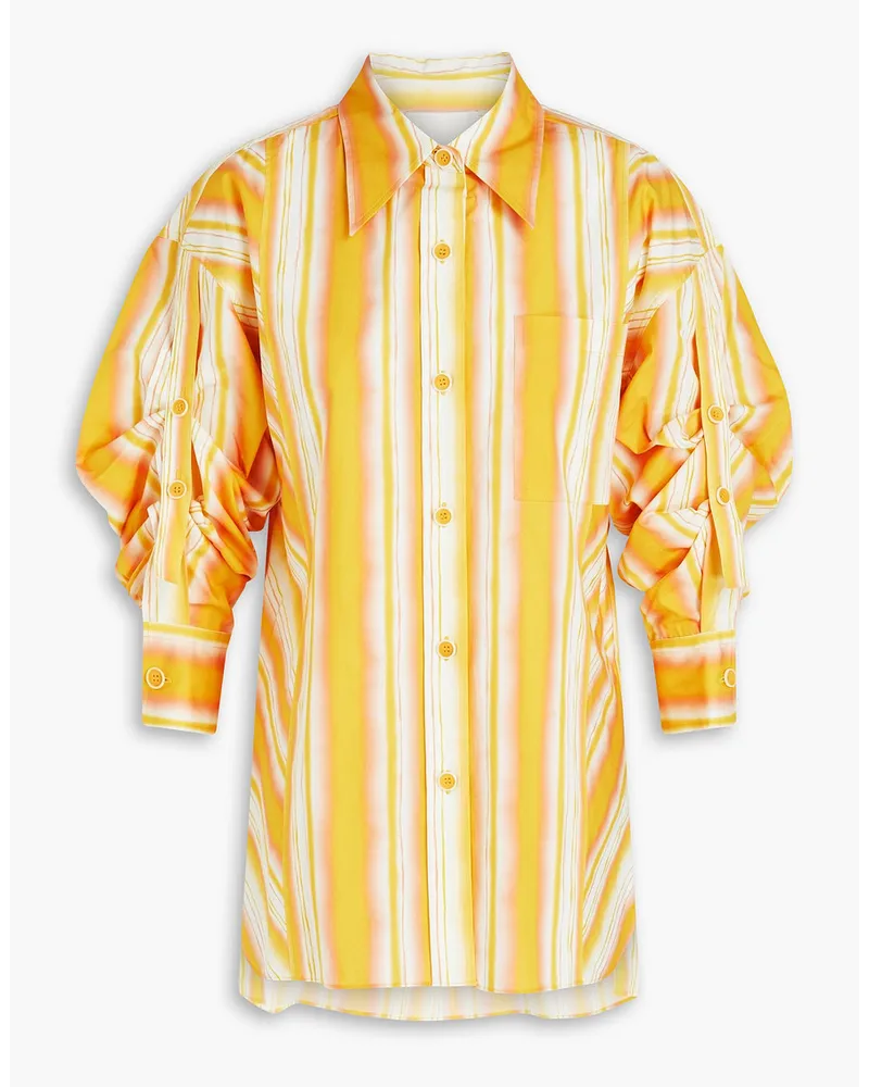 3.1 phillip lim Ruched striped cotton-poplin shirt - Yellow Yellow