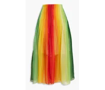 Striped silk-chiffon midi skirt - Green