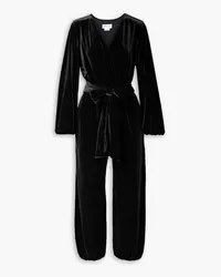 Rivet Utility Dazzler tie-detailed velvet jumpsuit - Black Black