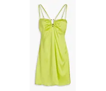 Margot gathered silk-charmeuse mini dress - Green