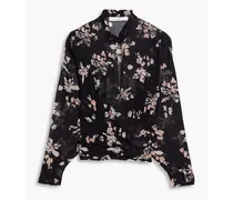 Ileynia gathered floral-print chiffon blouse - Black