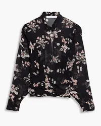 IRO Ileynia gathered floral-print chiffon blouse - Black Black