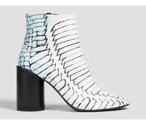 90mm printed leather ankle boots - White