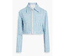 Ignis cropped gingham cotton-twill jacket - Blue