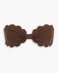 Marysia Antibes scalloped seersucker bandeau bikini top - Brown Brown