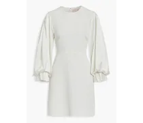 Satin-paneled crepe mini dress - White