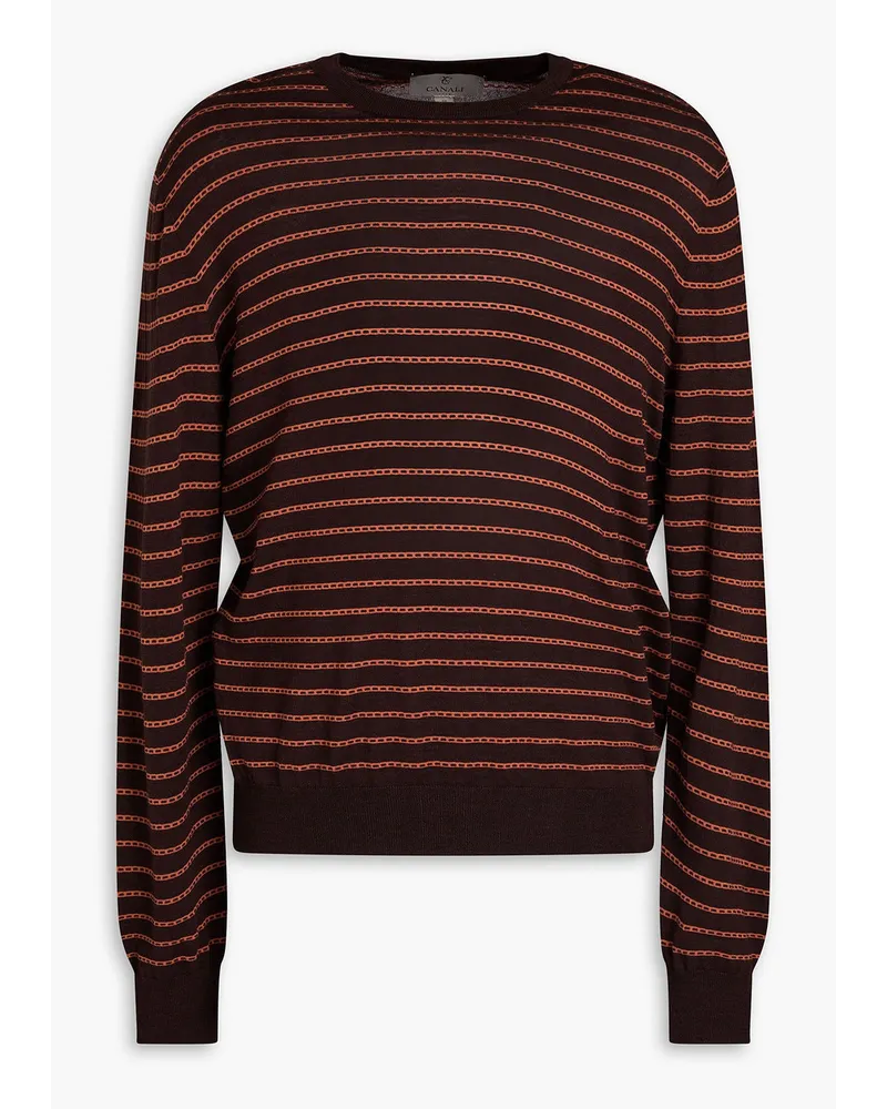 Canali Jacquard-knit wool sweater - Brown Brown