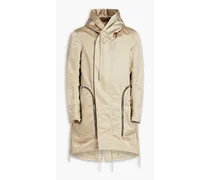Leather-trimmed shell parka - Neutral
