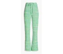 Mélange cotton-blend straight-leg pants - Green