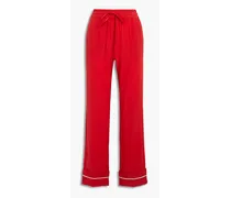 Silk-crepe straight-leg pants - Red