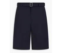 Belted wool-twill shorts - Blue