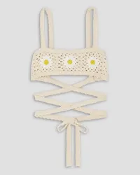 Alanui Daisy lace-up crocheted cotton bralette - White White