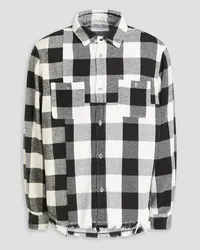 John Elliott + Co Silverado checked cotton-flannel and tweed shirt - White White