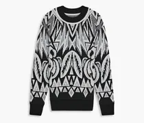 Jacquard-knit wool sweater - Black