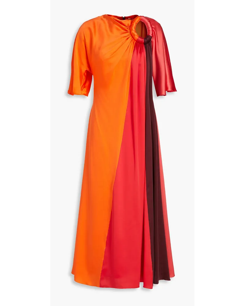 Roksanda Ilincic Fiamma color-block silk-satin midi dress - Orange Orange