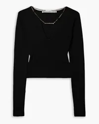 Alexander Wang Chain-embellished cropped wool-blend sweater - Black Black