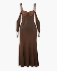 Isa Boulder Other Reality open-back crochet-trimmed knitted midi dress - Brown Brown