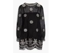 Embroidered silk-organza blouse - Black