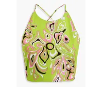 Cropped printed cotton top - Green