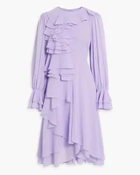 Mikael Aghal Ruffled chiffon midi dress - Purple Purple