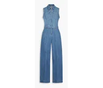 Belted faded denim jumpsuit - Blue