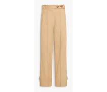 Nakita pleated cotton-blend twill wide-leg pants - Neutral