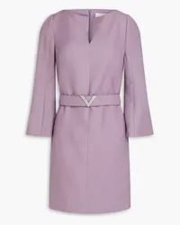 Valentino Garavani Belted wool and silk-blend crepe mini dress - Purple Purple